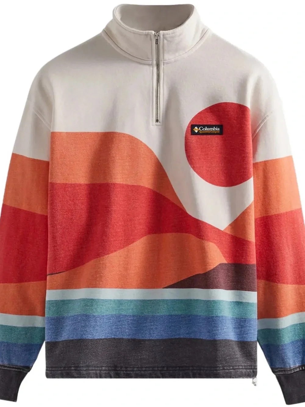 Kith x Columbia Mens Quarter-Zip Graphic Fleece Sweater in Multi-Red